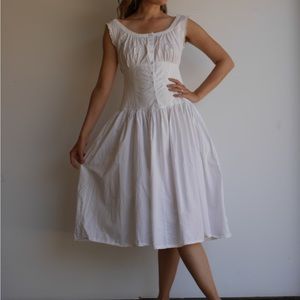 White Cotton Dress w Pockets